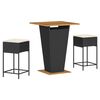 vidaXL 3-tlg. Gartenbar-Set mit Kissen Schwarz Poly Rattan