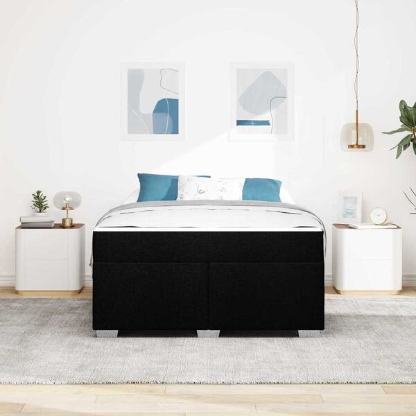 vidaXL Bettrahmen mit Matratze Schwarz 140 x 200 cm Stoff