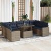 vidaXL 10-tlg. Garten-Sofagarnitur mit Kissen Grau Poly Rattan Akazie