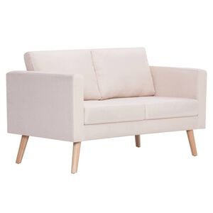 vidaXL 2-Sitzer-Sofa Stoff Cremewei&szlig;