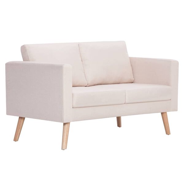 vidaXL 2-Sitzer-Sofa Stoff Cremewei&szlig;