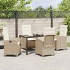 vidaXL Garten Essgruppe mit Kissen 5 pcs Beige Poly-Rattan