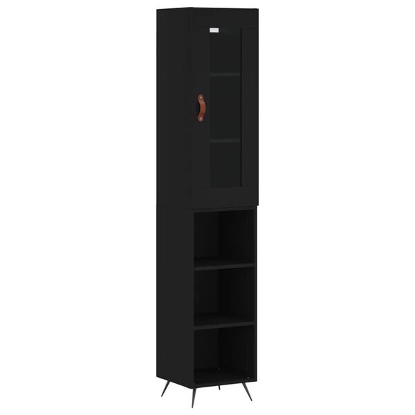 vidaXL Highboard Schwarz 34,5x34x180 cm Holzwerkstoff