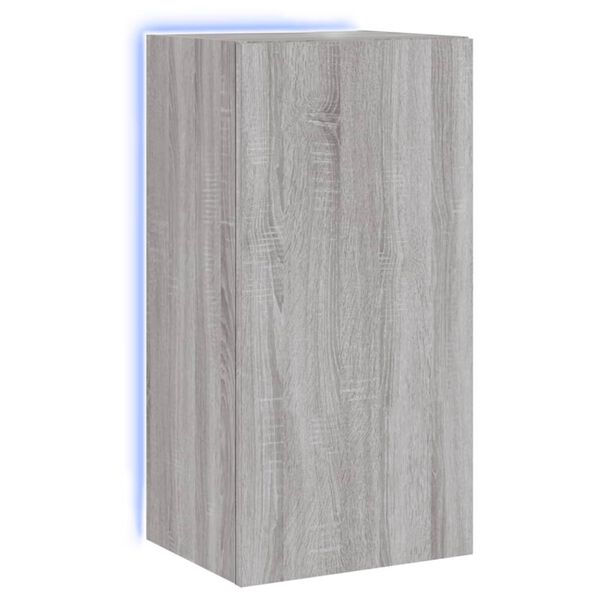 vidaXL TV-Wandschrank mit LED-Leuchten Grau Sonoma 40,5x35x80 cm