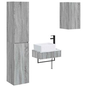 vidaXL Badezimmerm&ouml;bel-Set 3 stk. Grau Sonoma 33 x 34,5 x 160 cm