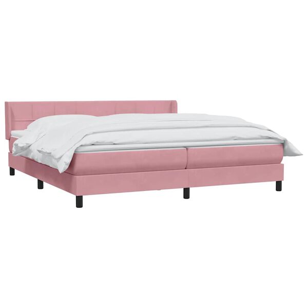 vidaXL Boxspringbett mit Matratze Rosa 180x220 cm Samt