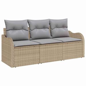 vidaXL Garten-Sofa-Set mit Speicher 3 pcs Beige Poly Rattan