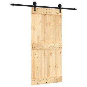 vidaXL Schiebet&uuml;r Nat&uuml;rlich und Schwarz 95 x 210 cm Massivkiefer