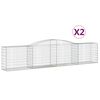 vidaXL Gabionen mit Hochbogen 2 Stk. 400x50x80/100cm Verzinktes Eisen