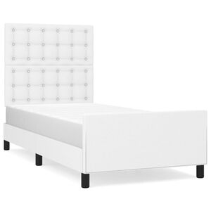 vidaXL Bettgestell mit Kopfteil Wei&szlig; 80x200 cm Kunstleder