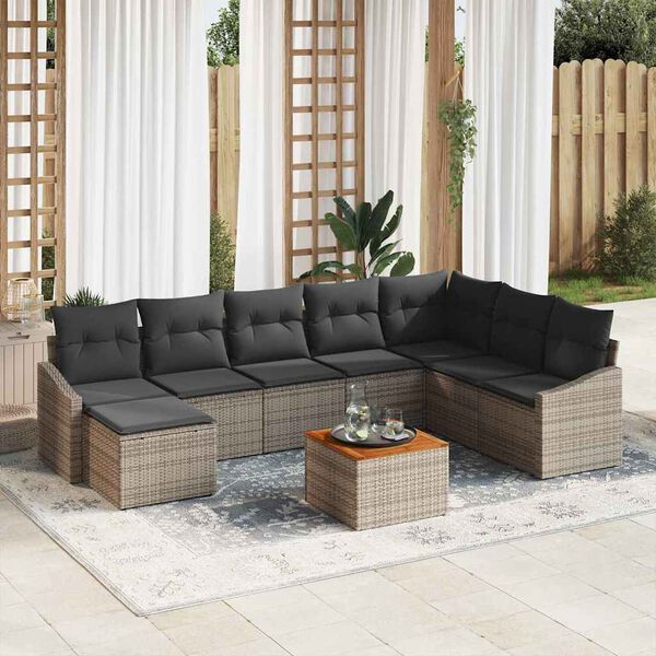 vidaXL Garten-Sofa-Set 9 pcs Grau
