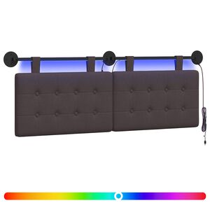 vidaXL H&auml;ngendes Kopfteil Mit LED Licht Dunkelbraun Stoff