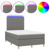 vidaXL Boxspringbett mit Matratze & LED Dunkelgrau 120x190 cm Stoff