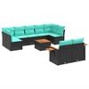 vidaXL 10-tlg. Garten-Sofagarnitur mit Kissen Schwarz Poly Rattan
