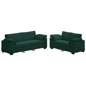 vidaXL 2-teiliges Sofa-Set mit Kissen, dunkelgr&uuml;ner Samt