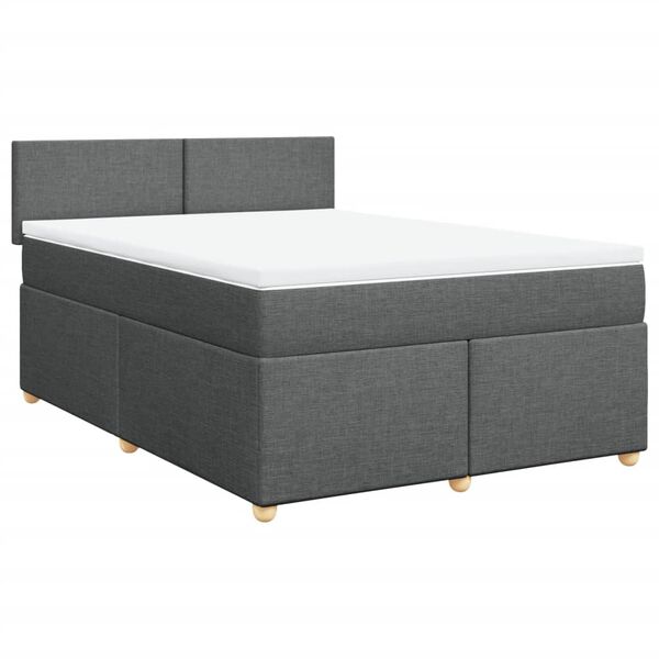 vidaXL Boxspringbett mit Matratze Dunkelgrau 160x200 cm Stoff