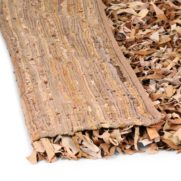 vidaXL Shaggy-Teppich Echtleder 120 x 170 cm Hellbraun