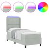vidaXL Boxspringbett mit LED-Lichtleisten Hellgrau 80 x 200 cm Samt