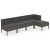 vidaXL 5-tlg. Garten-Lounge-Set mit Auflagen Poly Rattan Grau