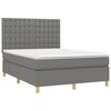 vidaXL Boxspringbett mit Matratze & LED Dunkelgrau 140x190 cm Stoff