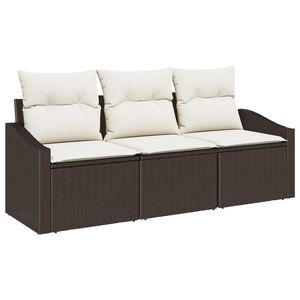 vidaXL Sofa Set mit Kissen 3 pcs Braun Poly-Rattan