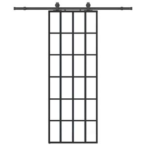 vidaXL Schiebet&uuml;r mit Beschlag Schwarz 76x205 cm ESG-Glas