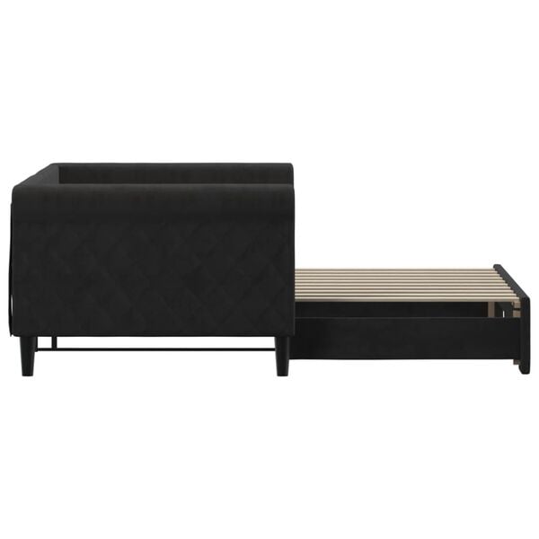vidaXL Tagesbett Ausziehbar Schwarz 90x190 cm Samt