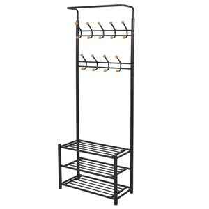vidaXL Garderobe mit Schuhablage 68&times;32&times;182,5 cm Schwarz