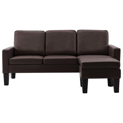 vidaXL 3-Sitzer-Sofa mit Hocker Braun Kunstleder