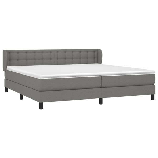 vidaXL Boxspringbett mit Matratze Dunkelgrau 200x200 cm Stoff