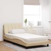 vidaXL Bett mit Matratze "Hanko" Creme 100x200 cm Stoff