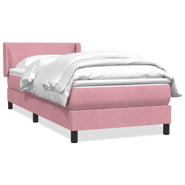 vidaXL Boxspringbett mit Matratze Rosa 90x210 cm Samt