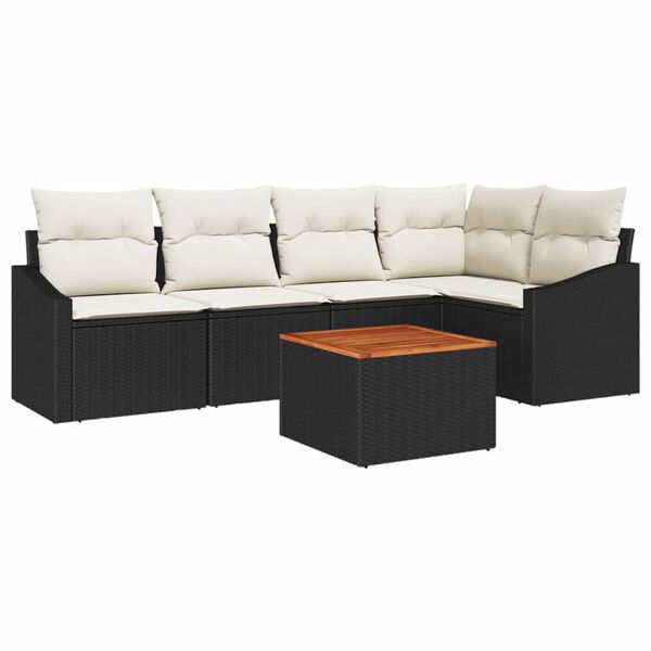 vidaXL Garten-Sofa-Set 6 pcs Schwarz und Wei&szlig;