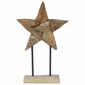 vidaXL Weihnachtsstern LEDs Braun 31 x 15 x 46 cm Massivholz Teak