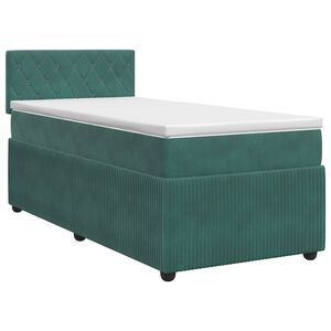 vidaXL Boxspringbett mit Matratze Dunkelgr&uuml;n 80 x 200 cm Samt