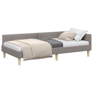 vidaXL Eckbettgestell mit Kopfteil Taupe 90 x 190 cm Stoff