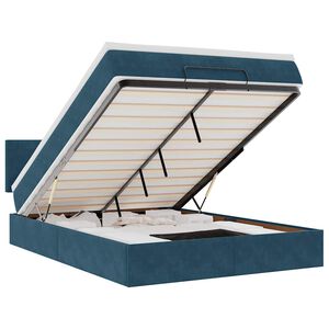 vidaXL Ottoman-Bett mit Matratze Dunkelblau 140x190 cm Samt