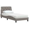 vidaXL Bett mit Matratze Taupe 90x190 cm Stoff