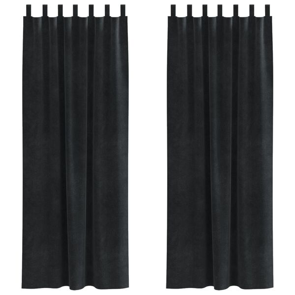 vidaXL Verdunkelungsvorh&auml;nge 2 pcs Schwarz 140 x 260 cm Samt