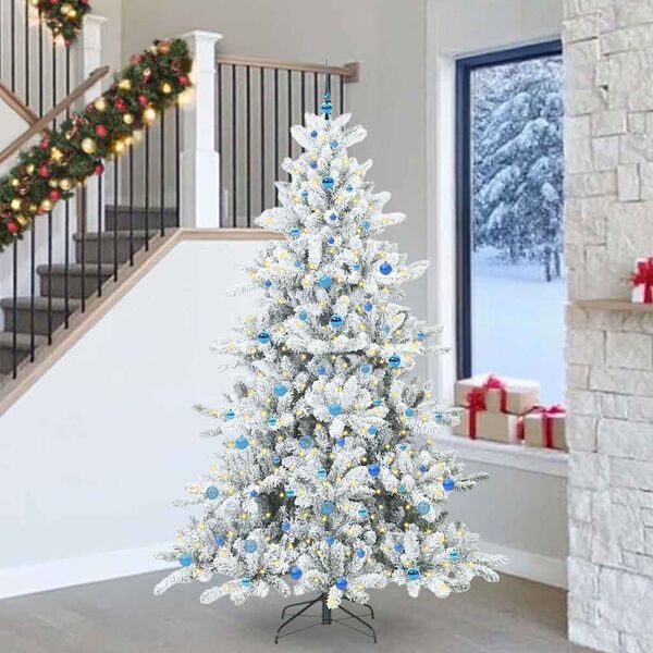 vidaXL K&uuml;nstlicher klappbarer Weihnachtsbaum Wei&szlig; 240 cm PVC und Stahl