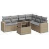 vidaXL 7-tlg. Garten-Sofagarnitur mit Kissen Beige Poly Rattan