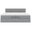 vidaXL Ottoman-Bett mit Matratze Hellgrau 200x200 cm Stoff