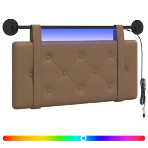 vidaXL H&auml;ngendes Kopfteil Mit LED Licht Cappuccino Kunstleder