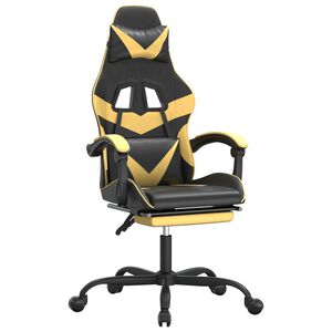 vidaXL Gaming-Stuhl mit Fu&szlig;st&uuml;tze Drehbar Schwarz & Golden Kunstleder