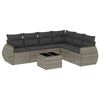 vidaXL 7-tlg. Garten-Sofagarnitur mit Kissen Grau Poly Rattan