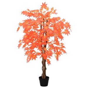 vidaXL K&uuml;nstlicher Ahornbaum Rot 80 x 16 x 120 cm Stoff und Holz