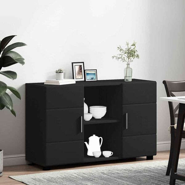 vidaXL Sideboard mit Regal Schwarz 88,5 x 30,5 x 55,5 cm Holzwerkstoff