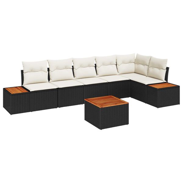 vidaXL Gartensofa-set mit Kissen 6 pcs Schwarz und Creme Polyrattan