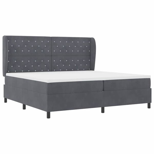 vidaXL Boxspringbett mit Matratze Dunkelgrau 200 x 200 cm Polyester