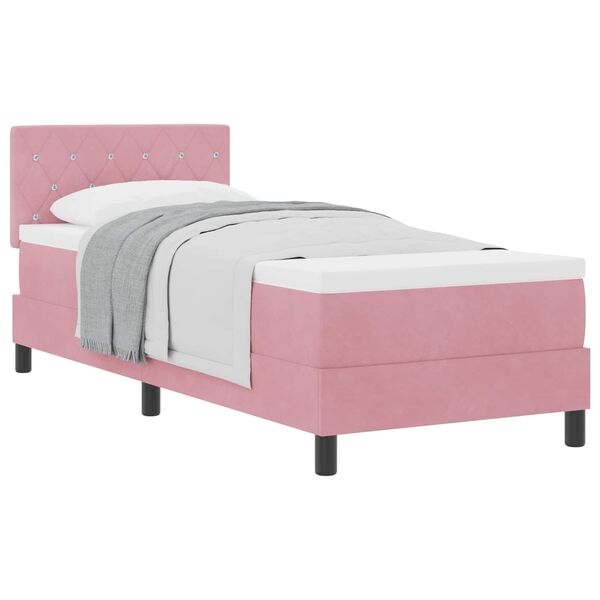 vidaXL Boxspringbett mit Matratze mit Kopfteil Rosa 80 x 200 cm Samt